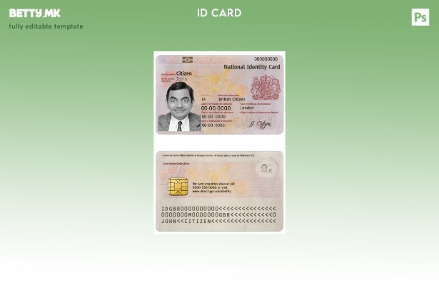 Модерен стил Шаблон за лична карта (лична карта) на Обединетото Кралство